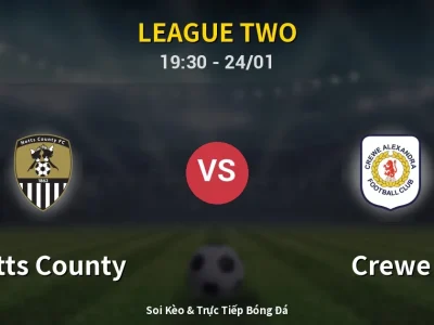 Soi Kèo Notts County vs Crewe – 19:30 24/01 | Nhận Định, Dự Đoán Tỷ Số