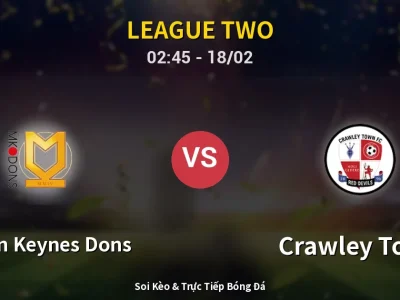 Kết Quả: Milton Keynes Dons 0-0 Crawley Town – Highlight & Bàn Thắng | League Two