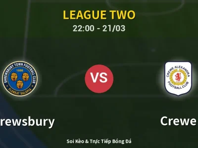 Soi Kèo Shrewsbury vs Crewe – 22:00 21/03 | Nhận Định, Dự Đoán Tỷ Số